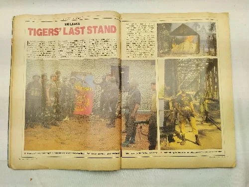 India Today, political magazine, 1990 magazine, Sri Lanka conflict, LTTE, Tigers last stand, Tamil Tigers, Sri Lankan civil war, Indian politics, South Asian history, war journalism, conflict reporting, historic magazine, vintage political coverage, battlefield news, armed conflict, ethnic conflict, conservative reporting, military analysis, peace talks, insurgency, guerrilla warfare, terrorism, Tamil Eelam, separatist movement, political feature, investigative journalism, war zone reports, magazine collectors, archival issue, rare magazine, political history, Indian magazine, ethnic conflict, journalistic feature, magazine article, news analysis, landmark issue, political unrest, Indian subcontinent