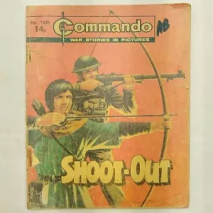D.C. Thomson, Commando comics, Commando No. 1506, Shoot-Out comic, vintage comic, WWII comic, war comic, action comic, adventure comic, British comic, collectible comic, military comic, black and white comic, comic collectors, comic collection, comic marketplace, graphic storytelling, classic comic, comic trading, comic fandom, British war comics, soldier comics, historic comic, vintage comic book, collectible edition, comic fans, comic shop, comic enthusiasts, war stories, military action, comic art, comic series, comic community, comic lovers, comic book store, comic auctions, wartime comic, classic war story, vintage collectors, comic display, comic products, comic trades, comics UK, hero comics, black & white comics, comic lore, comic history, adventure stories, WWII stories, military history comics, comic narratives, comic editions, comic book readers, British comics collectors, comic fan base, comic events, war hero comics, military graphic novels, vintage comic sellers, war comic books, classic adventure comics, historic war comics, comic book sales UK, collectible war comics, comic series UK, classic comic editions, military stories, comic fan communities, comic storylines, classic adventure comics, comic trading UK, collectible military comics, comic art style, comic book forums, comic book collections UK, vintage comic shop, battle stories comics, classic black and white comics, British comic book shops, comic book markets, historical comic books, vintage war comics