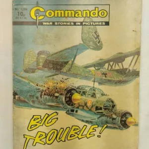 D.C. Thomson, Commando comics, Commando No. 1284, Big Trouble comic, vintage comic, WWII comic, war comic, action comic, adventure comic, British comic, collectible comic, military comic, black and white comic, comic collectors, comic collection, comic marketplace, graphic storytelling, classic comic, comic trading, comic fandom, British war comics, soldier comics, historic comic, vintage comic book, collectible edition, comic fans, comic shop, comic enthusiasts, war stories, military action, comic art, comic series, comic community, comic lovers, comic book store, comic auctions, wartime comic, classic war story, vintage collectors, comic display, comic products, comic trades, comics UK, hero comics, black & white comics, comic lore, comic history, adventure stories, WWII stories, military history comics, comic narratives, comic editions, comic book readers, British comics collectors, comic fan base, comic events, war hero comics, military graphic novels, vintage comic sellers, war comic books, classic adventure comics, historic war comics, comic book sales UK, collectible war comics, comic series UK, classic comic editions, military stories, comic fan communities, comic storylines, classic adventure comics, comic trading UK, collectible military comics, comic art style, comic book forums, comic book collections UK, vintage comic shop, battle stories comics, classic black and white comics, British comic book shops, comic book markets, historical comic books, vintage war comics