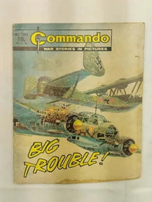 D.C. Thomson, Commando comics, Commando No. 1284, Big Trouble comic, vintage comic, WWII comic, war comic, action comic, adventure comic, British comic, collectible comic, military comic, black and white comic, comic collectors, comic collection, comic marketplace, graphic storytelling, classic comic, comic trading, comic fandom, British war comics, soldier comics, historic comic, vintage comic book, collectible edition, comic fans, comic shop, comic enthusiasts, war stories, military action, comic art, comic series, comic community, comic lovers, comic book store, comic auctions, wartime comic, classic war story, vintage collectors, comic display, comic products, comic trades, comics UK, hero comics, black & white comics, comic lore, comic history, adventure stories, WWII stories, military history comics, comic narratives, comic editions, comic book readers, British comics collectors, comic fan base, comic events, war hero comics, military graphic novels, vintage comic sellers, war comic books, classic adventure comics, historic war comics, comic book sales UK, collectible war comics, comic series UK, classic comic editions, military stories, comic fan communities, comic storylines, classic adventure comics, comic trading UK, collectible military comics, comic art style, comic book forums, comic book collections UK, vintage comic shop, battle stories comics, classic black and white comics, British comic book shops, comic book markets, historical comic books, vintage war comics
