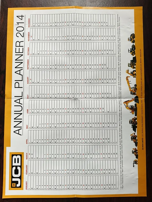 JCB Annual Planner 2014 ( Poster No 13 )