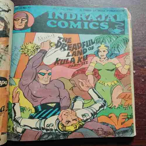 Document 2_49 INDRAJAL COMICS 11 IN ONE BANDING ; THE DOOMEID CAPTIVES / TRYST WITH DESTING / THE VALLEY OF THE LIVING DEAD / THE DREADFUL LAND OF KULA KU PART 1 /THE DREADFUL LAND OF KULA KU PART 2 / THE DREADFUL LAND OF KULA KU PART 3 / THE WITCH QUEENS PROPHECY PART 1 / THE WITCH QUEENS PROPHECY PART 2 (FEW PAGES DAMAGE ) / (COVERLESS )THE MONSTER OF THE GREEN VALLEY PART 2 / THE MONSTER OF THE GREEN VALLEY PART 1 / THE SCORPIA GANG PART 2 .