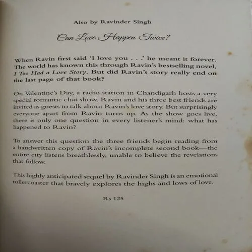 I Too Had A Love Story (By Ravinder Singh) (Total Pages = 200)