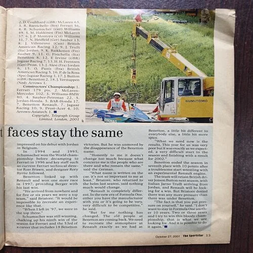 Sportstar ( October 2001 )