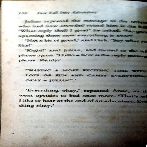 Five Fall Into Adventure (pages 250) (By Glid Blyton)