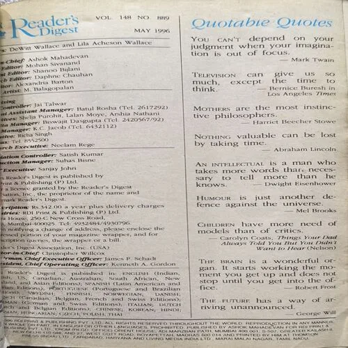 Reader Digest ( May 1996 ) Back Cover Damage.