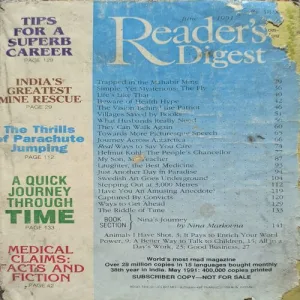Reader Digest ( June 1991 ) Front Cover Upper Side Cut.