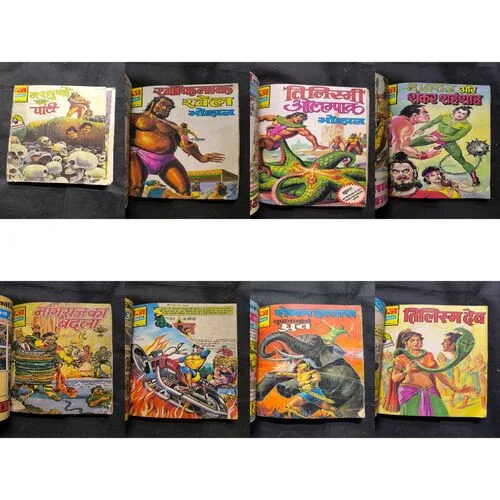 Binding 8in1 [ Narmundon Ki Ghati , Tilismdev , Roman Hatyara , Pratishodh Ki Jawala ( front cover big cut ) , Nagraj Ka Badla , Nagraj Aur Shankar Shahanshah , Tilsmi Olampaak , Khaufnaak Khel ]
