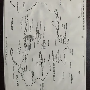 Map Of Khasi And Jaintia Hills ( Seven Reaches Hapoh Jainhiapur In 1935 )