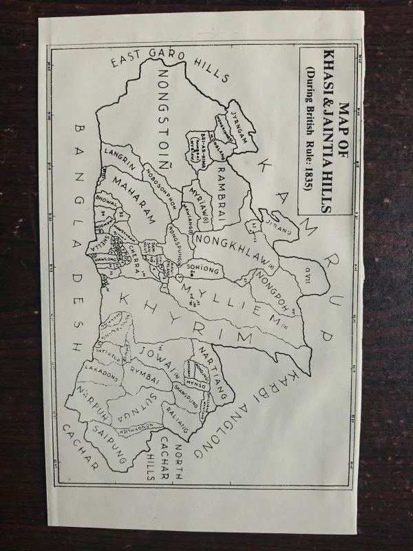 Map Of Khasi And Jaintia Hills ( During British Rule 1835 )