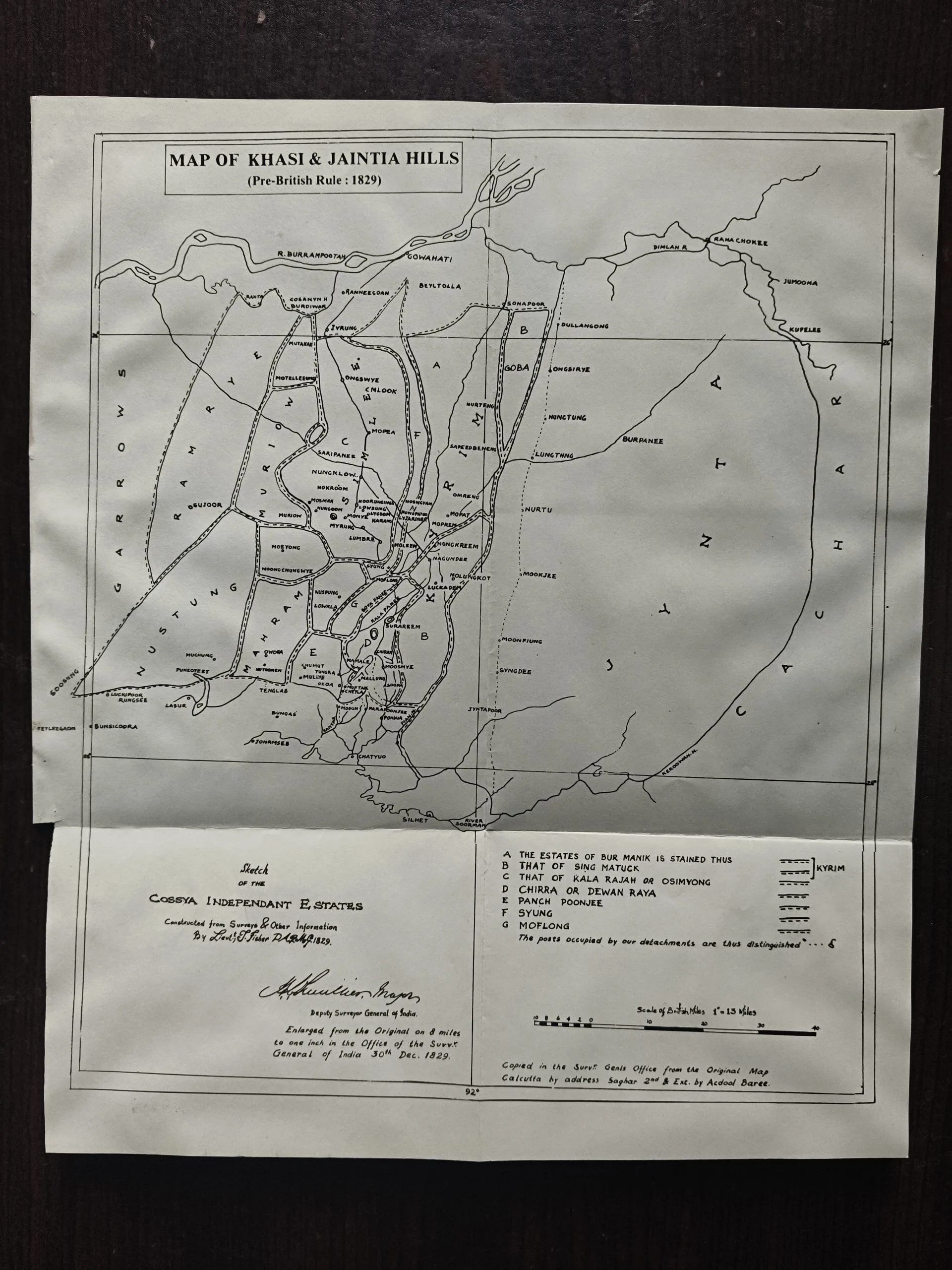 Map Of Khasi And Jaintia Hills (pre- During British Rule 1829 )
