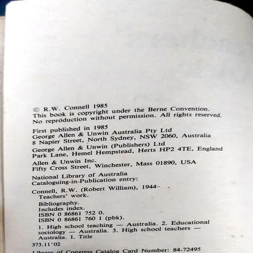 Teacher's Work (pages 218) (By R.W. Connell)