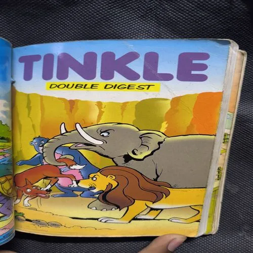 Binding 4in1 [ Tinkle Double Digest no-42( front cover down side big cut) , Tinkle Double Digest no-47 , Tinkle Double Digest no-3( page no-31to94 missing ), Tinkle Digest no-4