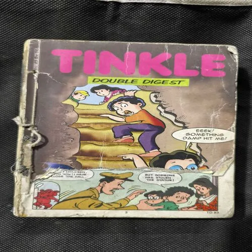 Binding 4in1 [ Tinkle Double Digest no-42( front cover down side big cut) , Tinkle Double Digest no-47 , Tinkle Double Digest no-3( page no-31to94 missing ), Tinkle Digest no-4