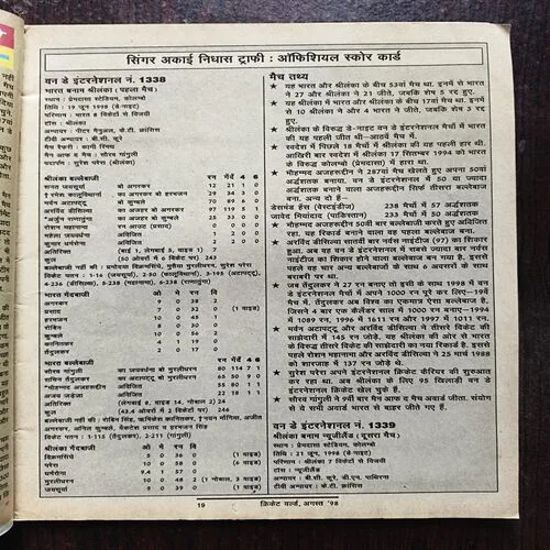 Cricket World ( August 1998 ) ( Front cover half cut )