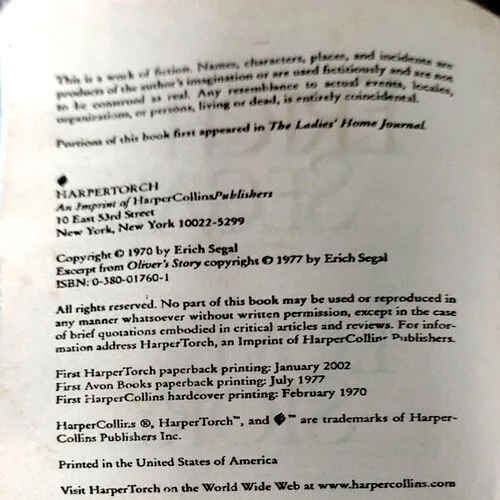 Love Story (pages 261) (By Erich Segal)