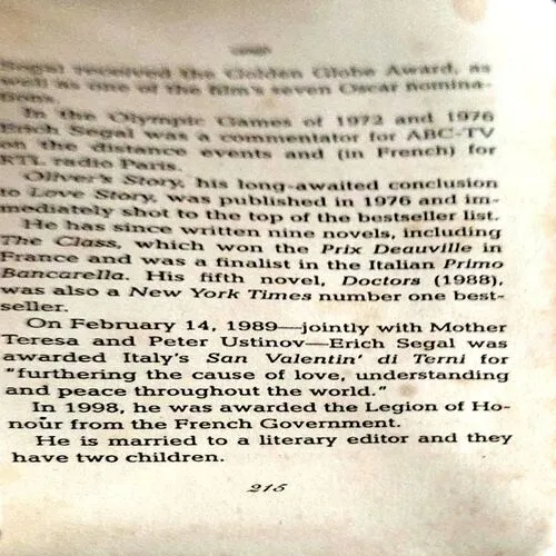 Love Story (pages 261) (By Erich Segal)