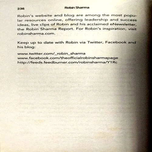 The Monk Who Sold His Ferrari (pages 236 ) (By Robin Sharma)