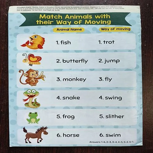 A Complete Magazine For School Kids Apple Bees (Front Cover Half Cut )