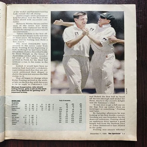 Sportstar Magazine ( December 1999 )