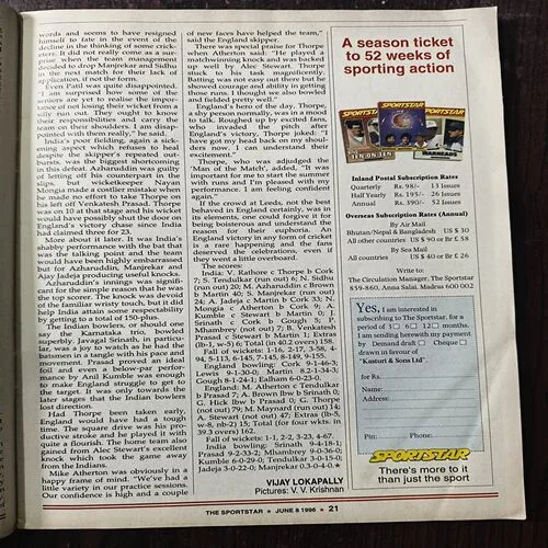 Sportstar Magazine ( June 1996 )