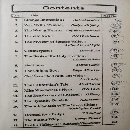 World Famous Short Stories (Total Pages = 224)