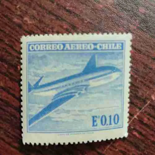 “Chile – ‘Correo Aéreo’ (Airmail) Airplane Stamp, Eº 0.10