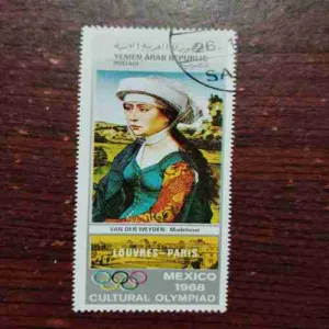 YEMEN ARAB REPUBLIC POSTAGE : MEXICO 1968 CULTURAL OLYMPIAD , VAN DER WEYDEN : MADELEINE