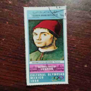 YEMEN ARAB REPUBLIC POSTAGE : MEXICO 1968 CULTURAL OLYMPIAD , ANTONELLO DA MESSINA : PORTRAIT
