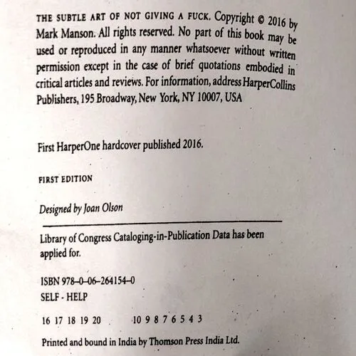 The Subtle Art Of Not Giving A Fuck (pages 212) (by Mark Mason)