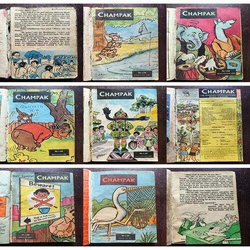 Champak Binding ( 1st Champak ,February 1st , 1980 , Page No 1,2,3,4 Are Missing ) ( 2nd Champak , February 2nd 1980 ) ( 3rd Champak , March 2nd ,1980 ) ( 4th Champak , April 1st 1980 ) ( 5th Champak , 2nd ,1980 ) ( 6th Champak , May , 1st 1980 ) ( 7th Champak , March , 1st , 1980 ) ( 8th Champak , May ,2nd ,1980 ) ( 9th Champak , October , 1st 1979 , Cover Less )