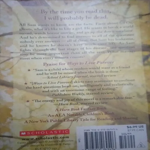 Ways To Live Forever (By = Sally Nicholls ) ,(Total pages=212 )