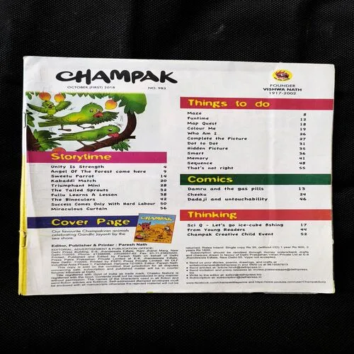 Champak ( October 1st 2018 ) Cover Less And Page no-43,44 Upper Side Big Cut And Story Impact