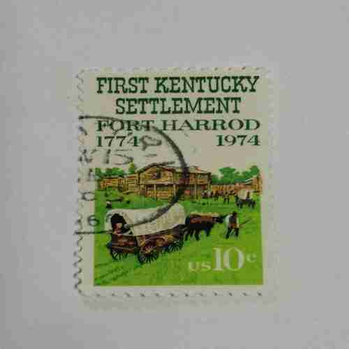 Document 14_205 U.S 10C STAMP , FIRST KENTUCKY SETTLEMENT FORT HARROD 1774 , 1974