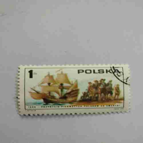 Poland Ship Emigration to America in 1608 first Settlers stamp