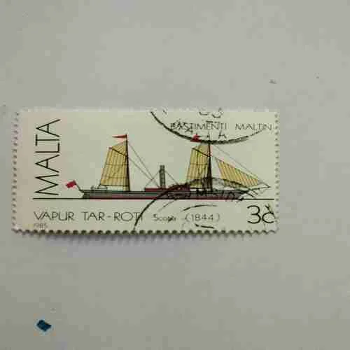 VINTAGE MALTA SHIP STAMP 1844