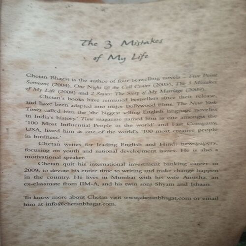 The 3 Mistake Of My Life ( By Chetan Bhagat )(Total Pages = 260 )damage