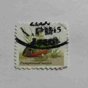 USA 45 POSTAGE STAMP , PUMPKINSEED SUNFISH
