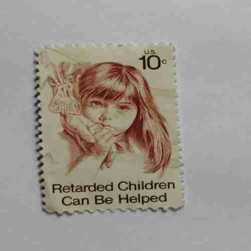 U.S 10c , RETARDED CHILDREN CAN BE HELPED POSTAGE STAMP