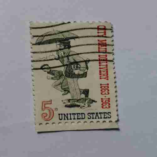 UNITED STATES POSTAGE 5CENTS , city mall delivery 1863- 1963