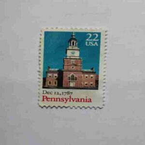 USA 22c POSTAGE , DEC 12,1987 ,PENNSYLVANIA