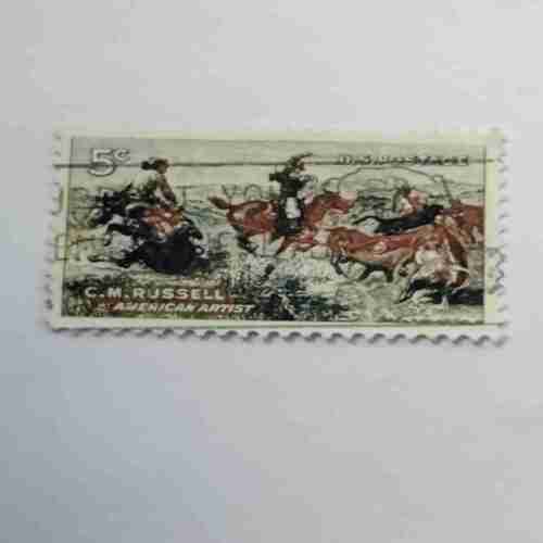 U.S.POSTAGE STAMP 5c , C.M.RUSSELL