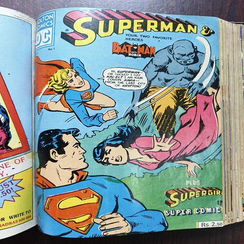 DC Superman Binding Comics 20 in 1 ( 1st Comics , Supermsn And Batman And Robin , Damade And Story Impact In Page No 1.2.3.4 , Uper Side ) ( 2an Comics , Superman And Green Arrow ) ( 3rd Comics , Superman And Microwave Man ) ( 4th Comics , Superman ) ( 5th Comics , Superman ) ( 6th Comics , Superman And Vartox ) ( 7th Comics , Superman , The Day The Earth Exploded ) ( 8th Comics , Superman ) ( 9th Comics , Superman , Father Natures Folly ) ( 10th Comics , Superman , The Kid Who Played Superman ) ( 11th Comics , Superman , Batman With Robin ) ( 12th Comics , Superman And Batman With Supergirl , Damage and Story Impact in Page No 27 to 34 ) ( 13th Comics , Superman , Batman And Robin Are Fighting A Monster , Damage and Story Impact in Page No 3 to 6 ) ( 14th Comics , Superman And Batman With Robin In Super Comics , Damage and Story Impact in Page No 27 to 34 ) ( 15th Comics , Superman And Batman With Robin In Super Comics Ma ) ( 16th Comics, Superman , The Mark Of A Citizen ) ( 17th Comics , Superman And Superbani , Damage and Story Impact in Page No 3 to 10 And 31 to 34 ) ( 18th comics , Superman And Batman With Robin , All Pages Are Damage And Story Impact In Some Pages ) ( 19th Comics , Superman And Batman With Robin , Damage and Story Impact in Page No 3 to 9 And 31 to 34 ) ( 20th Comics , Superman And Batman With Robin , Page Damage No 1 to 6 ANd Last Page )