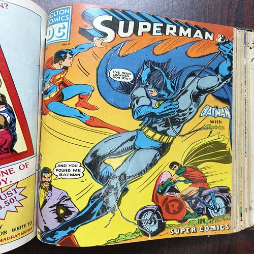 DC Superman Binding Comics 20 in 1 ( 1st Comics , Supermsn And Batman And Robin , Damade And Story Impact In Page No 1.2.3.4 , Uper Side ) ( 2an Comics , Superman And Green Arrow ) ( 3rd Comics , Superman And Microwave Man ) ( 4th Comics , Superman ) ( 5th Comics , Superman ) ( 6th Comics , Superman And Vartox ) ( 7th Comics , Superman , The Day The Earth Exploded ) ( 8th Comics , Superman ) ( 9th Comics , Superman , Father Natures Folly ) ( 10th Comics , Superman , The Kid Who Played Superman ) ( 11th Comics , Superman , Batman With Robin ) ( 12th Comics , Superman And Batman With Supergirl , Damage and Story Impact in Page No 27 to 34 ) ( 13th Comics , Superman , Batman And Robin Are Fighting A Monster , Damage and Story Impact in Page No 3 to 6 ) ( 14th Comics , Superman And Batman With Robin In Super Comics , Damage and Story Impact in Page No 27 to 34 ) ( 15th Comics , Superman And Batman With Robin In Super Comics Ma ) ( 16th Comics, Superman , The Mark Of A Citizen ) ( 17th Comics , Superman And Superbani , Damage and Story Impact in Page No 3 to 10 And 31 to 34 ) ( 18th comics , Superman And Batman With Robin , All Pages Are Damage And Story Impact In Some Pages ) ( 19th Comics , Superman And Batman With Robin , Damage and Story Impact in Page No 3 to 9 And 31 to 34 ) ( 20th Comics , Superman And Batman With Robin , Page Damage No 1 to 6 ANd Last Page )