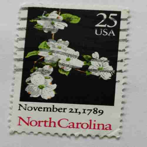USA 25 , POSTAGE STAMP , NOVEMBER 21,1789, NORTH CAROLINA