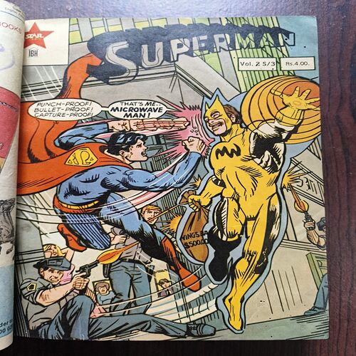 DC Superman Binding Comics 20 in 1 ( 1st Comics , Supermsn And Batman And Robin , Damade And Story Impact In Page No 1.2.3.4 , Uper Side ) ( 2an Comics , Superman And Green Arrow ) ( 3rd Comics , Superman And Microwave Man ) ( 4th Comics , Superman ) ( 5th Comics , Superman ) ( 6th Comics , Superman And Vartox ) ( 7th Comics , Superman , The Day The Earth Exploded ) ( 8th Comics , Superman ) ( 9th Comics , Superman , Father Natures Folly ) ( 10th Comics , Superman , The Kid Who Played Superman ) ( 11th Comics , Superman , Batman With Robin ) ( 12th Comics , Superman And Batman With Supergirl , Damage and Story Impact in Page No 27 to 34 ) ( 13th Comics , Superman , Batman And Robin Are Fighting A Monster , Damage and Story Impact in Page No 3 to 6 ) ( 14th Comics , Superman And Batman With Robin In Super Comics , Damage and Story Impact in Page No 27 to 34 ) ( 15th Comics , Superman And Batman With Robin In Super Comics Ma ) ( 16th Comics, Superman , The Mark Of A Citizen ) ( 17th Comics , Superman And Superbani , Damage and Story Impact in Page No 3 to 10 And 31 to 34 ) ( 18th comics , Superman And Batman With Robin , All Pages Are Damage And Story Impact In Some Pages ) ( 19th Comics , Superman And Batman With Robin , Damage and Story Impact in Page No 3 to 9 And 31 to 34 ) ( 20th Comics , Superman And Batman With Robin , Page Damage No 1 to 6 ANd Last Page )