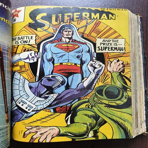 DC Superman Binding Comics 20 in 1 ( 1st Comics , Supermsn And Batman And Robin , Damade And Story Impact In Page No 1.2.3.4 , Uper Side ) ( 2an Comics , Superman And Green Arrow ) ( 3rd Comics , Superman And Microwave Man ) ( 4th Comics , Superman ) ( 5th Comics , Superman ) ( 6th Comics , Superman And Vartox ) ( 7th Comics , Superman , The Day The Earth Exploded ) ( 8th Comics , Superman ) ( 9th Comics , Superman , Father Natures Folly ) ( 10th Comics , Superman , The Kid Who Played Superman ) ( 11th Comics , Superman , Batman With Robin ) ( 12th Comics , Superman And Batman With Supergirl , Damage and Story Impact in Page No 27 to 34 ) ( 13th Comics , Superman , Batman And Robin Are Fighting A Monster , Damage and Story Impact in Page No 3 to 6 ) ( 14th Comics , Superman And Batman With Robin In Super Comics , Damage and Story Impact in Page No 27 to 34 ) ( 15th Comics , Superman And Batman With Robin In Super Comics Ma ) ( 16th Comics, Superman , The Mark Of A Citizen ) ( 17th Comics , Superman And Superbani , Damage and Story Impact in Page No 3 to 10 And 31 to 34 ) ( 18th comics , Superman And Batman With Robin , All Pages Are Damage And Story Impact In Some Pages ) ( 19th Comics , Superman And Batman With Robin , Damage and Story Impact in Page No 3 to 9 And 31 to 34 ) ( 20th Comics , Superman And Batman With Robin , Page Damage No 1 to 6 ANd Last Page )