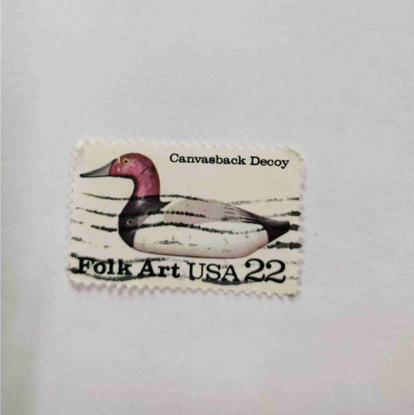 U.S.A 22cent POSTAGE , ( FOLK ART ) CANVASBACK DECOY