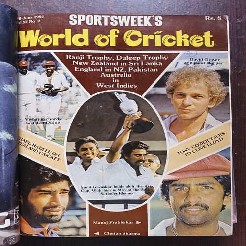 Sportsweeks World Of Cricket Binding Magazine 7 in 1 ( 1st Magazine Jan - Mar 1984 ) ( 2nd Magazine Apr - Jun 1984 ) ( 3th Magazine July - Sept 1984 ) ( 4th Magazine September 1985 ) ( 5th Magazine October 1985 ) ( 6th Magazine November 1985 ) ( 7th Magazine December 1985 )