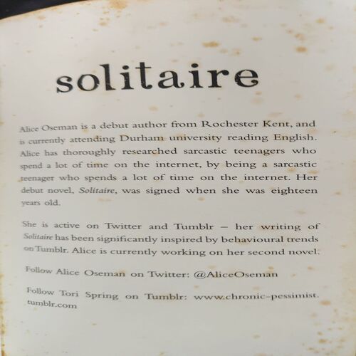 Document_22 Solitaire ( By = Alice Oseman ) ( No. of pages = 391 )
